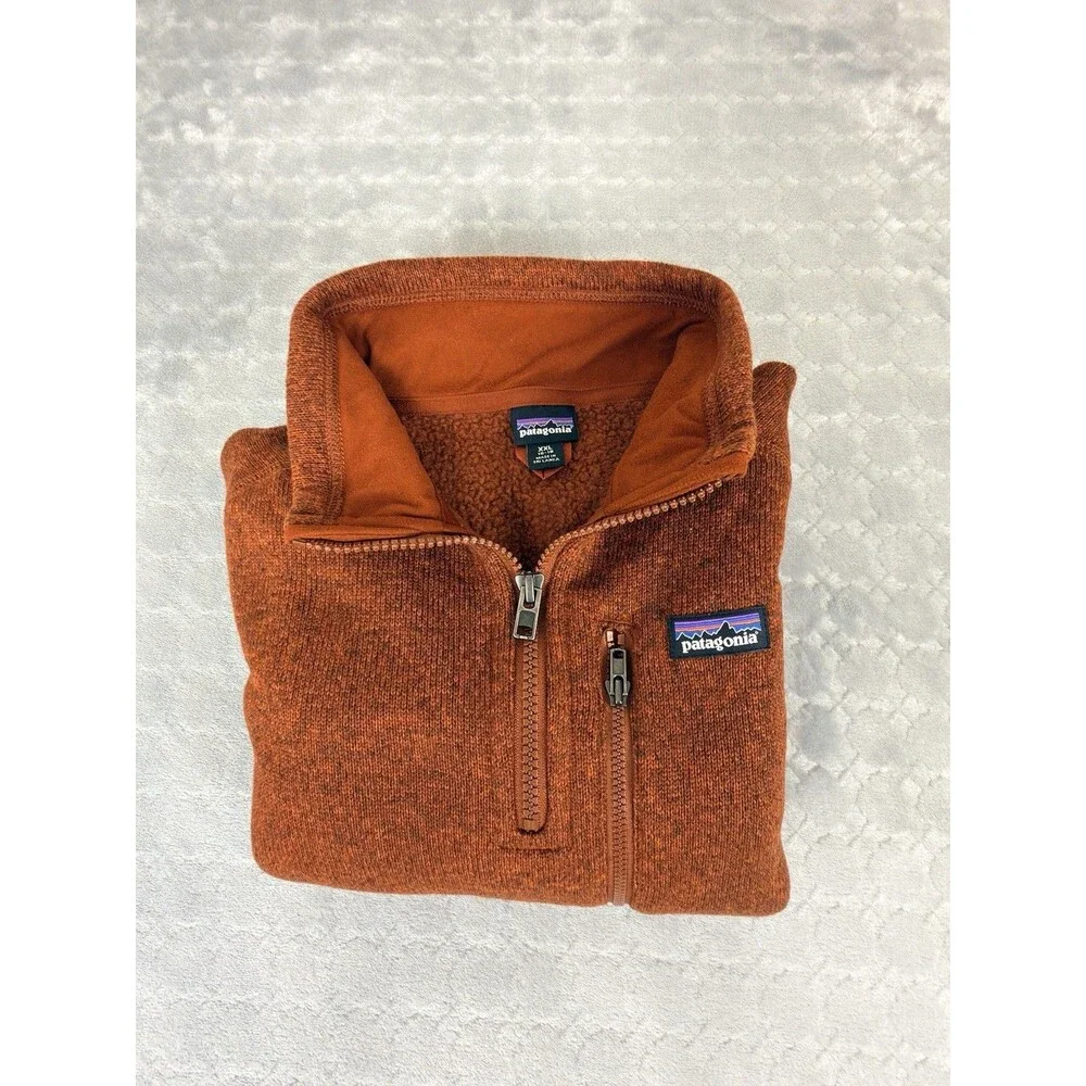 Patagonia Better Sweater Size XXL 1/4 Zip Burnished Red Pullover Youth Pocket